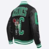 Boston celtics mashup black wool and leather varsity jacket 3