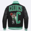 Boston celtics mashup black wool and leather varsity jacket 4