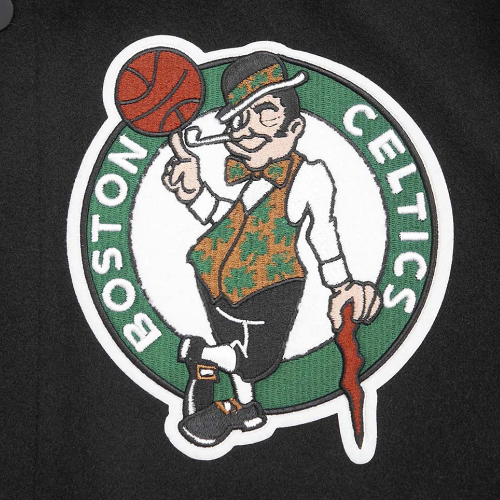 Boston celtics mashup black wool and leather varsity jacket 7
