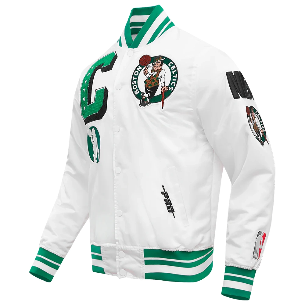 Boston celtics mashup full snap satin varsity jacket white 6