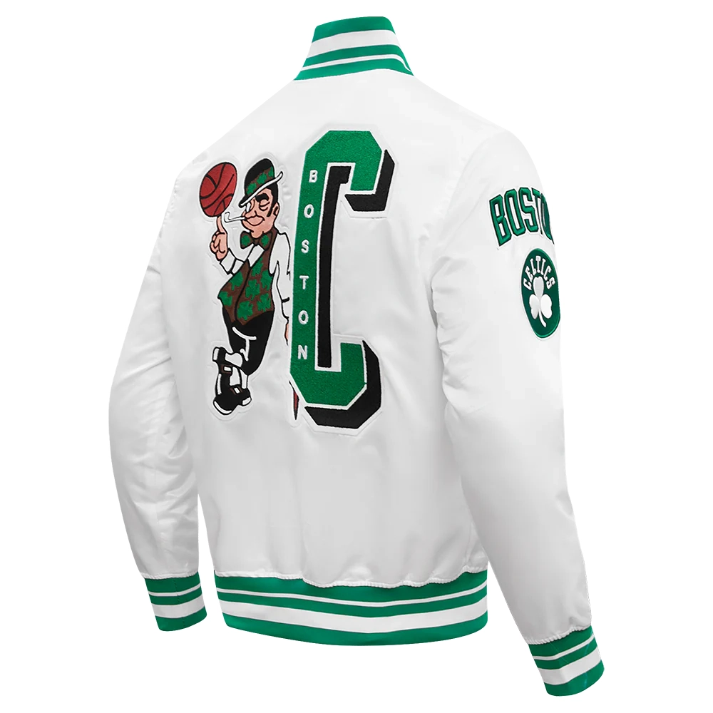 Boston celtics mashup full snap satin varsity jacket white 7