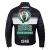 Boston celtics moto black zipper leather jacket
