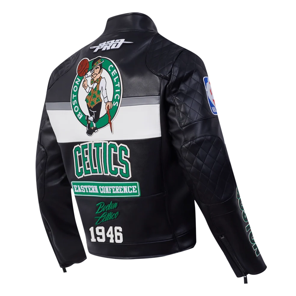 Boston celtics moto cafe racer jacket