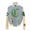 Boston celtics old english wool leather varsity jacket bluecream