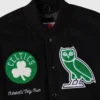 Boston celtics ovo x nba wool leather front detail