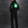 Boston celtics ovo x nba wool leather varsity black jacket