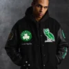 Boston celtics ovo x nba wool varsity jacket