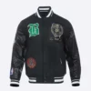 Boston celtics pro prep black wool and leather varsity jacket 1