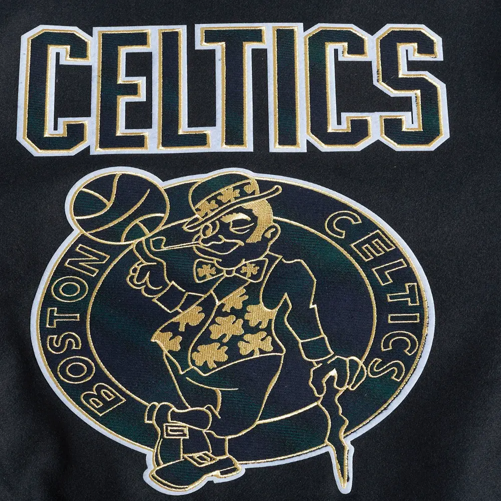 Boston celtics pro prep black wool and leather varsity jacket 10