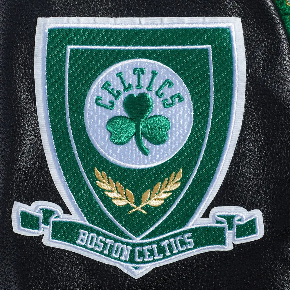 Boston celtics pro prep black wool and leather varsity jacket 9