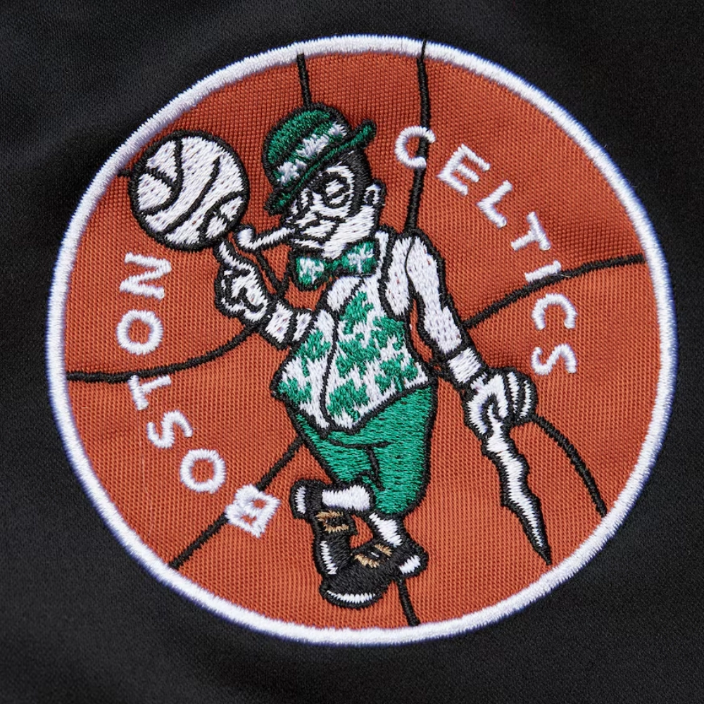 Boston celtics raglan full snap satin varsity jacket 1