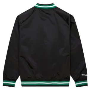 Boston celtics raglan full snap satin varsity jacket 2