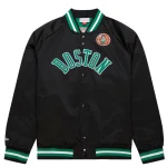 Boston Celtics Throwback Wordmark Raglan Black Satin Jacket