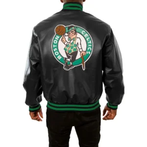 Boston celtics real leather varsity jacket black 2