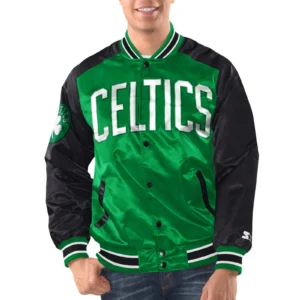 Boston celtics renegade satin varsity jacket green black 1