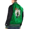 Boston celtics renegade satin varsity jacket green black 2