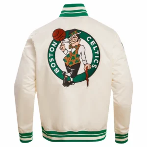 Boston celtics retro classic full snap satin varsity jacket white 1