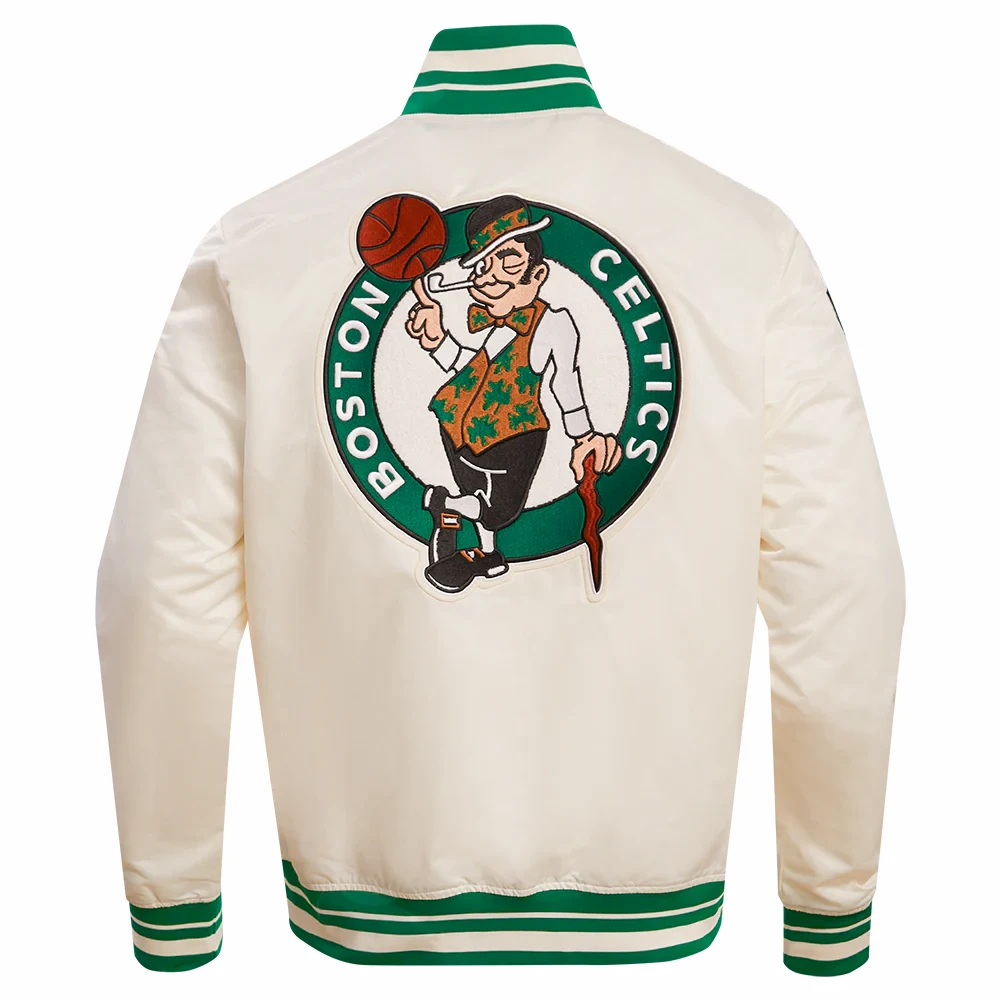 Boston celtics retro classic full snap satin varsity jacket white 1
