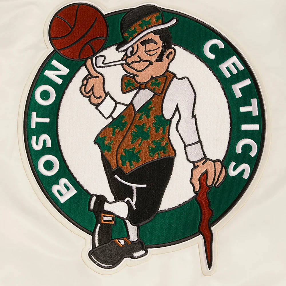 Boston celtics retro classic full snap satin varsity jacket white 2
