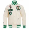 Boston celtics retro classic full snap satin varsity jacket white 4