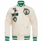 Boston Celtics Retro Classic Cream Satin Jacket