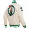 Boston celtics retro classic full snap satin varsity jacket white 5