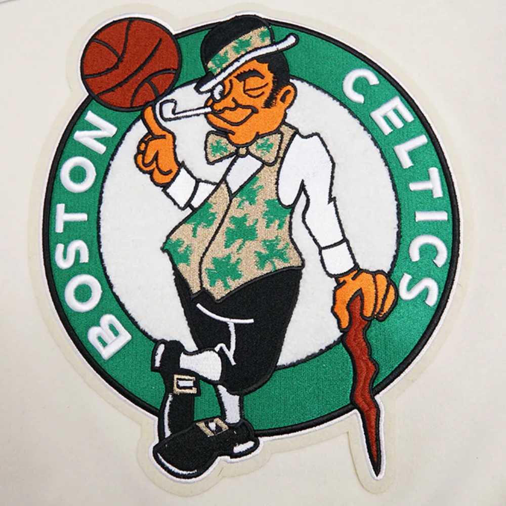 Boston celtics retro classic white and green varsity jacket 10