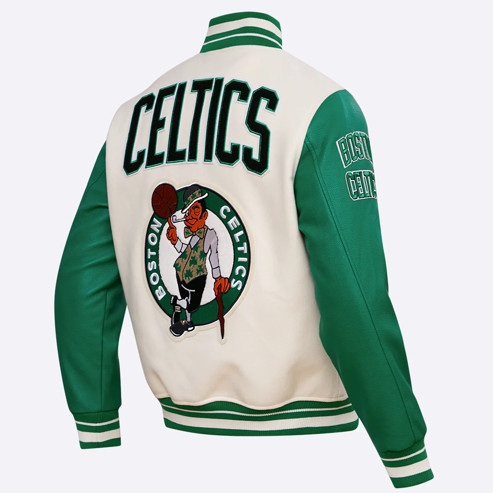 Boston celtics retro classic white and green varsity jacket 3