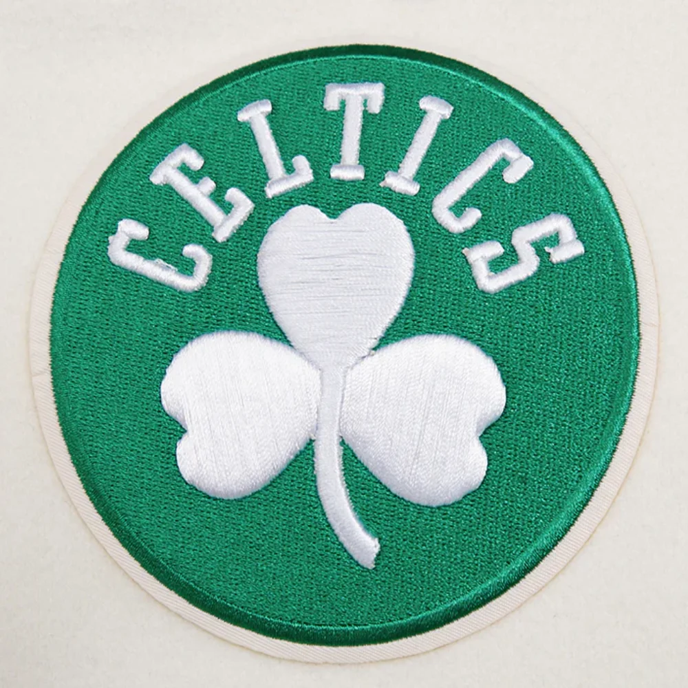 Boston celtics retro classic white and green varsity jacket 6