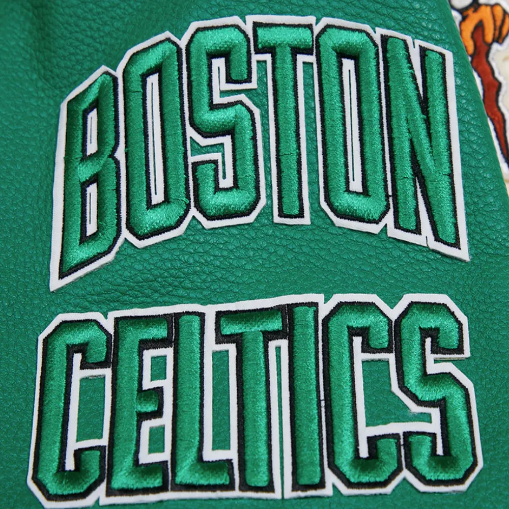 Boston celtics retro classic white and green varsity jacket 9