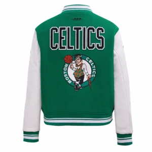Boston celtics retro classic womans wool leather varsity jacket greenwhite 2