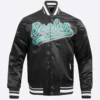Boston celtics script tail black satin varsity jacket 2