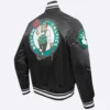 Boston celtics script tail black satin varsity jacket 3