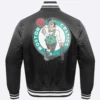 Boston celtics script tail black satin varsity jacket 4