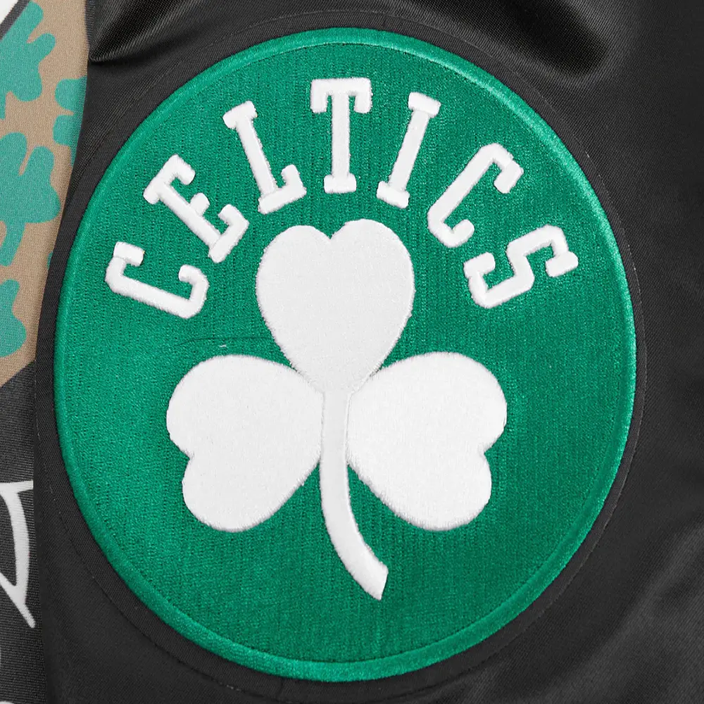 Boston celtics script tail black satin varsity jacket 6