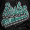 Boston celtics script tail black satin varsity jacket 8