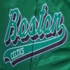 Boston celtics script tail full snap satin varsity jacket green 2
