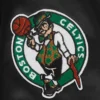 Boston celtics script tail womens full snap satin varsity jacket black