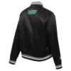 Boston celtics script tail womens full snap satin varsity jacket black 3