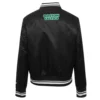 Boston celtics script tail womens full snap satin varsity jacket black 4