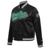 Boston celtics script tail womens full snap satin varsity jacket black 5