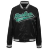 Boston celtics script tail womens full snap satin varsity jacket black 6