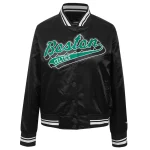 Boston Celtics Script Tail Women's Black Satin Jacket