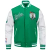 Boston celtics script tail wool leather varsity jacket greenwhite 1 1