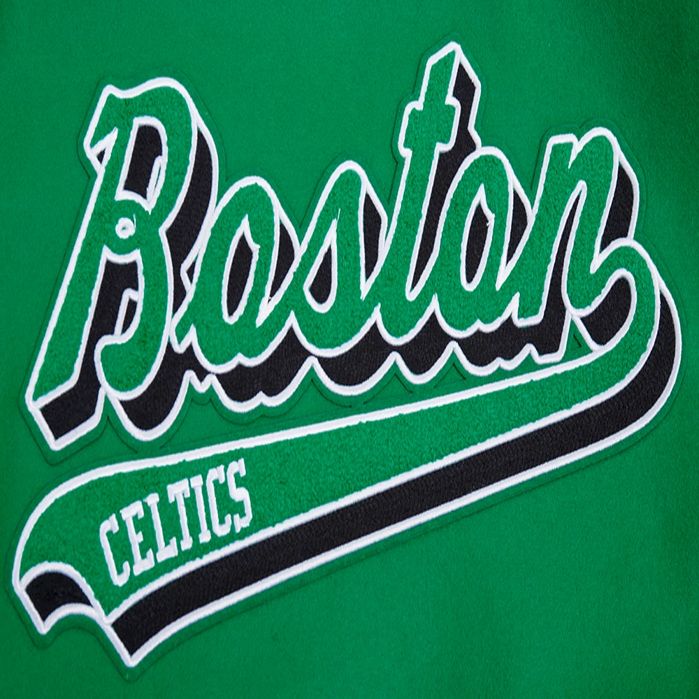 Boston celtics script tail wool leather varsity jacket greenwhite 3 1