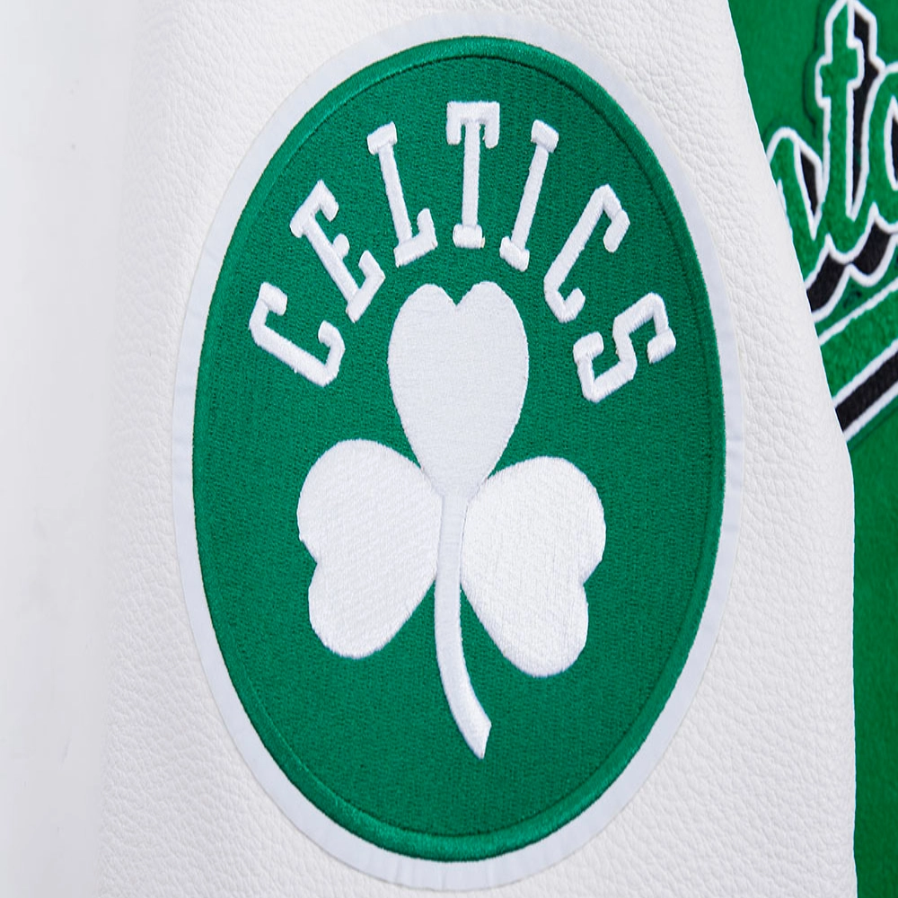 Boston celtics script tail wool leather varsity jacket greenwhite 4 1
