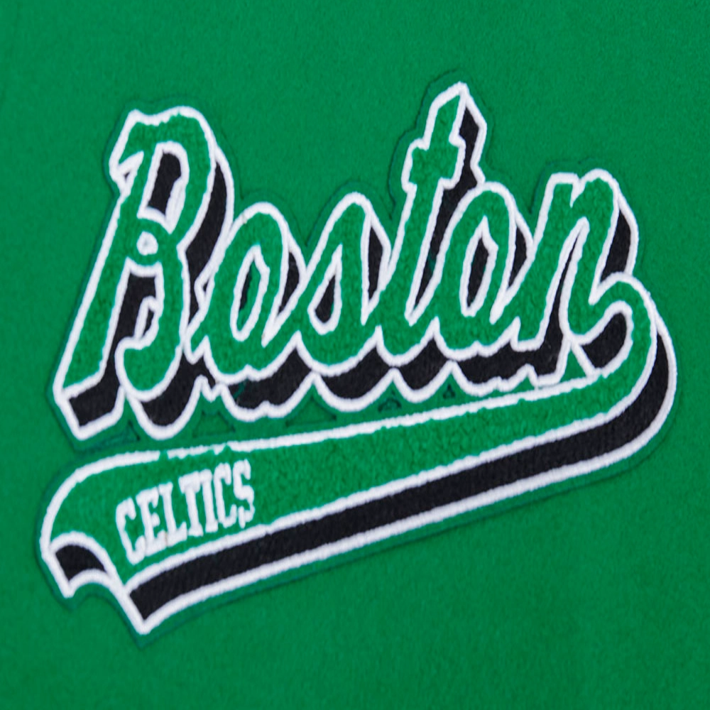 Boston celtics script tail wool leather varsity jacket greenwhite 5 1