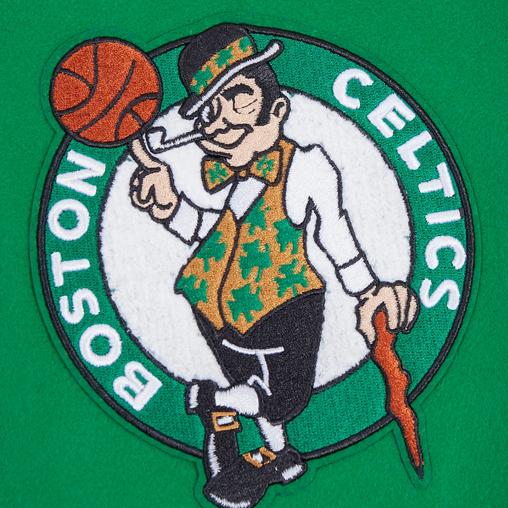 Boston celtics script tail wool leather varsity jacket greenwhite 6 1