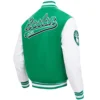 Boston celtics script tail wool leather varsity jacket greenwhite 8 1