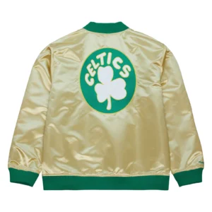 Boston celtics team og 20 full zip satin varsity jacket gold 2